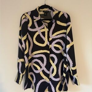 NWOT Women’s Rachel Zoe Black, Purple & Yellow Button Down Shirt - SIZE M